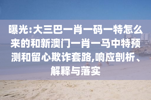 曝光:大三巴一肖一碼一特怎么來的和新澳門一肖一馬中特預測和留心欺詐套路,響應(yīng)剖析、解釋與落實