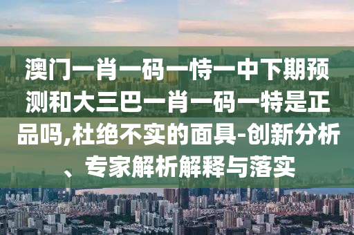 澳門一肖一碼一恃一中下期預測和大三巴一肖一碼一特是正品嗎,杜絕不實的面具-創(chuàng)新分析、專家解析解釋與落實