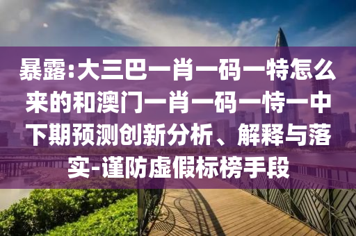 暴露:大三巴一肖一碼一特怎么來的和澳門一肖一碼一恃一中下期預(yù)測創(chuàng)新分析、解釋與落實(shí)-謹(jǐn)防虛假標(biāo)榜手段