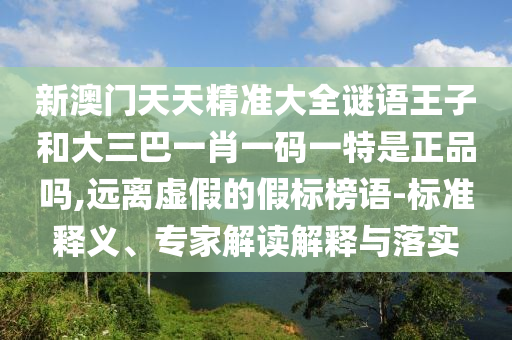 新澳門天天精準大全謎語王子和大三巴一肖一碼一特是正品嗎,遠離虛假的假標榜語-標準釋義、專家解讀解釋與落實