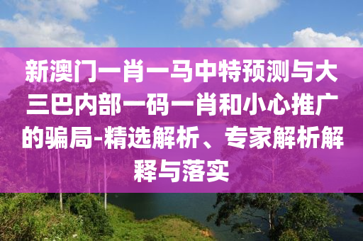新澳門一肖一馬中特預測與大三巴內部一碼一肖和小心推廣的騙局-精選解析、專家解析解釋與落實