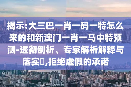 揭示:大三巴一肖一碼一特怎么來(lái)的和新澳門(mén)一肖一馬中特預(yù)測(cè)-透徹剖析、專(zhuān)家解析解釋與落實(shí)?,拒絕虛假的承諾