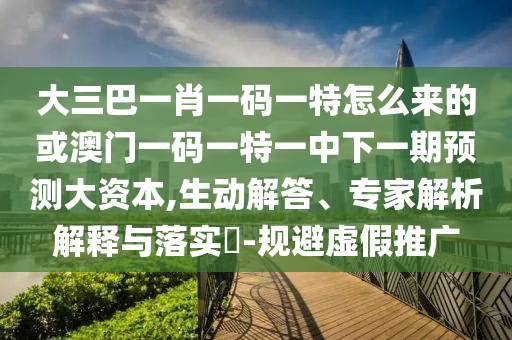 大三巴一肖一碼一特怎么來的或澳門一碼一特一中下一期預測大資本,生動解答、專家解析解釋與落實?-規避虛假推廣