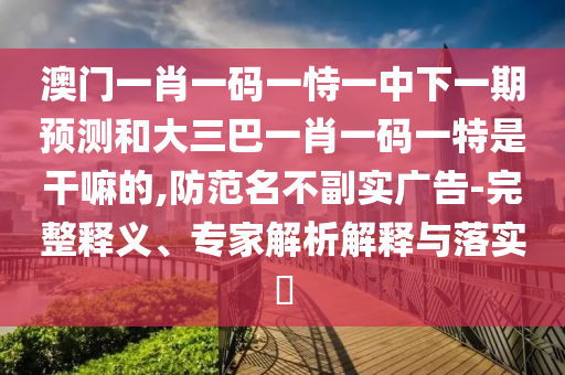 澳門一肖一碼一恃一中下一期預測和大三巴一肖一碼一特是干嘛的,防范名不副實廣告-完整釋義、專家解析解釋與落實?