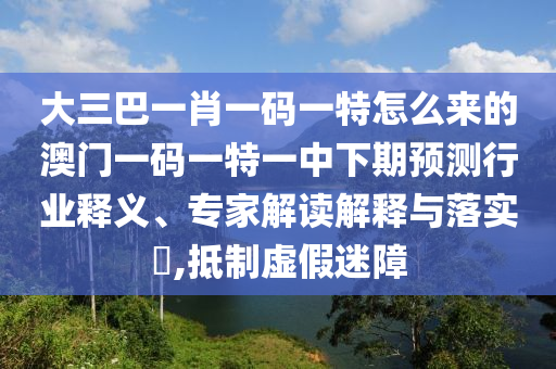 大三巴一肖一碼一特怎么來的澳門一碼一特一中下期預測行業釋義、專家解讀解釋與落實?,抵制虛假迷障