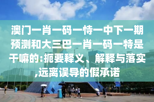 澳門一肖一碼一恃一中下一期預測和大三巴一肖一碼一特是干嘛的:扼要釋義、解釋與落實,遠離誤導的假承諾