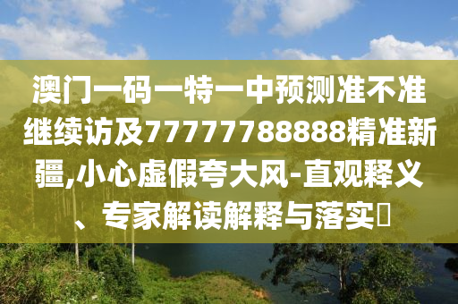 澳門一碼一特一中預(yù)測準(zhǔn)不準(zhǔn)繼續(xù)訪及77777788888精準(zhǔn)新疆,小心虛假夸大風(fēng)-直觀釋義、專家解讀解釋與落實?