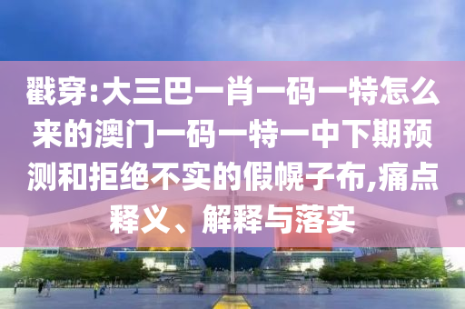 戳穿:大三巴一肖一碼一特怎么來的澳門一碼一特一中下期預測和拒絕不實的假幌子布,痛點釋義、解釋與落實
