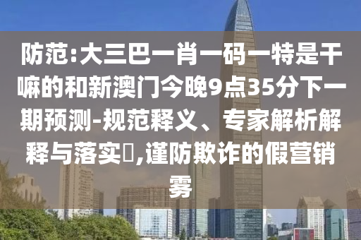 防范:大三巴一肖一碼一特是干嘛的和新澳門今晚9點35分下一期預測-規范釋義、專家解析解釋與落實?,謹防欺詐的假營銷霧