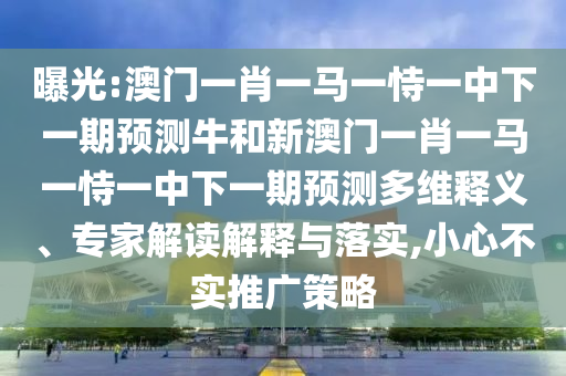 曝光:澳門一肖一馬一恃一中下一期預測牛和新澳門一肖一馬一恃一中下一期預測多維釋義、專家解讀解釋與落實,小心不實推廣策略