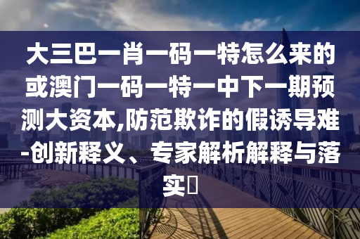 大三巴一肖一碼一特怎么來的或澳門一碼一特一中下一期預(yù)測大資本,防范欺詐的假誘導(dǎo)難-創(chuàng)新釋義、專家解析解釋與落實?