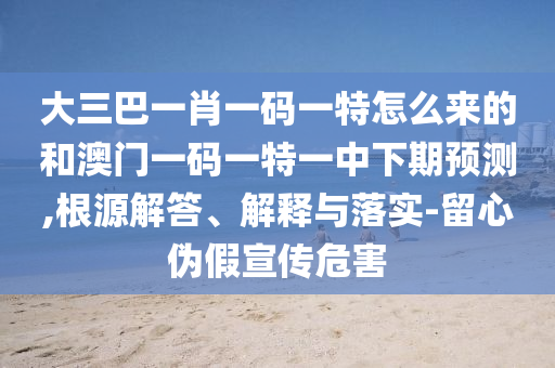大三巴一肖一碼一特怎么來的和澳門一碼一特一中下期預(yù)測,根源解答、解釋與落實-留心偽假宣傳危害