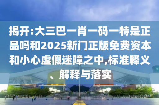 揭開:大三巴一肖一碼一特是正品嗎和2025新門正版免費資本和小心虛假迷障之中,標準釋義、解釋與落實