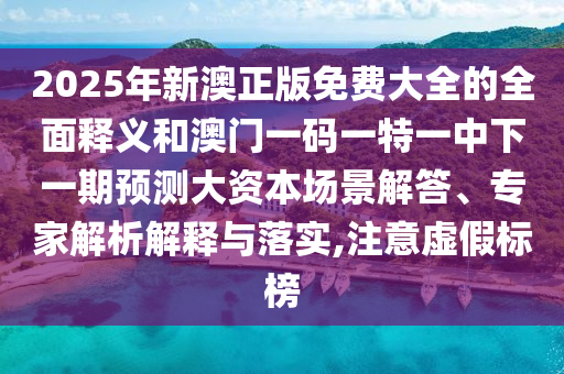 2025年新澳正版免費大全的全面釋義和澳門一碼一特一中下一期預測大資本場景解答、專家解析解釋與落實,注意虛假標榜